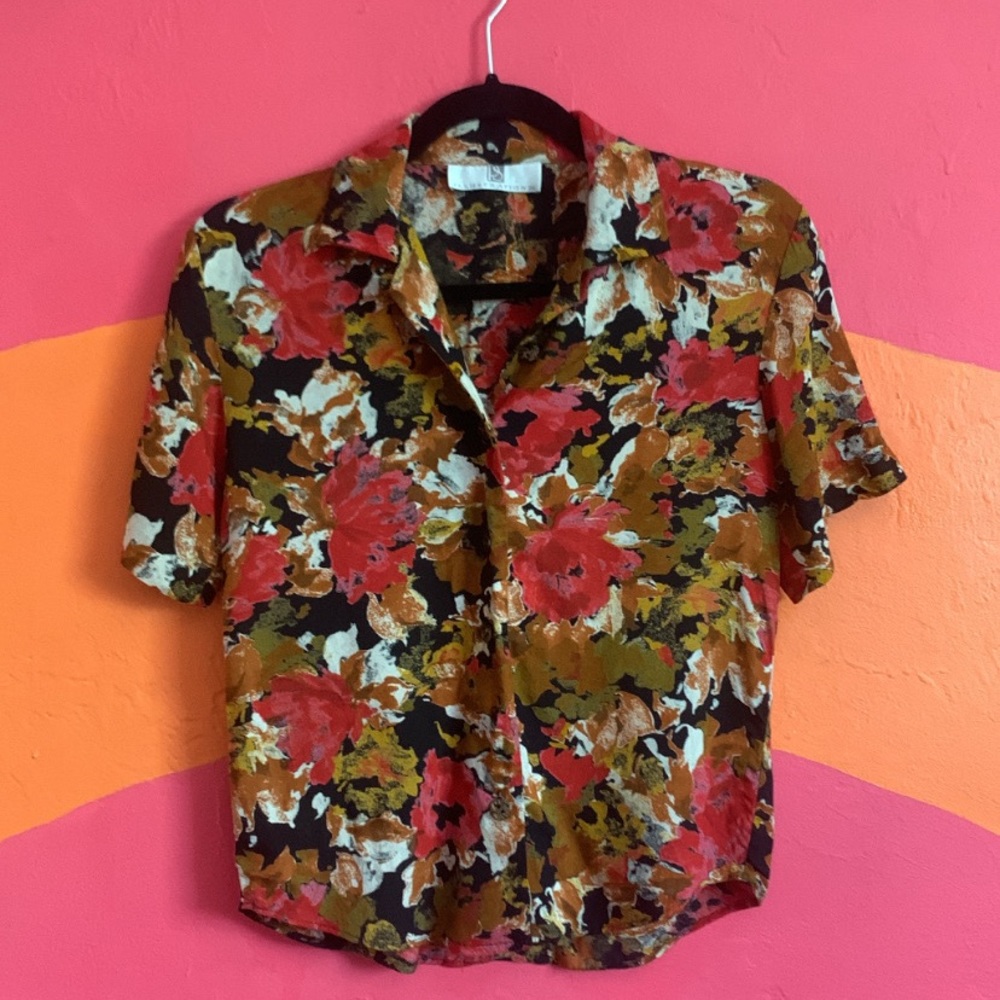 Vinatge Fall floral button up shirt